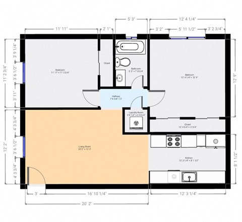 a floor plan of a small house with a bedroom and a bathroom